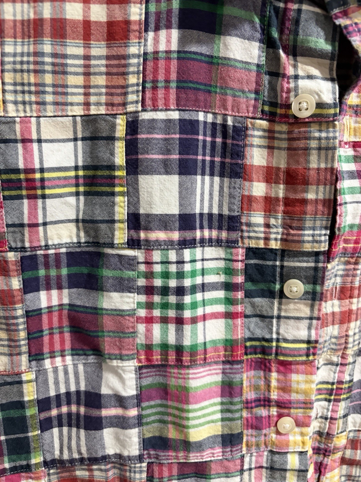 GAP Patchwork Madras Short-sleeve Button-down Shi… - image 3