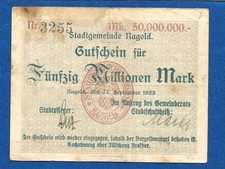 06 340 Notgeld Stadt Nagold 50 Million Mark, 24.9.1923