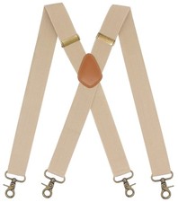 Timiot Mens Suspender 4 Swivel Hooks Adjustable Braces Elastic Free, Beige
