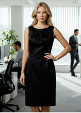 NWT Willi Smith Black Solid Sleeveless Belt Loops Pleated A-Line Dress Sz: 10