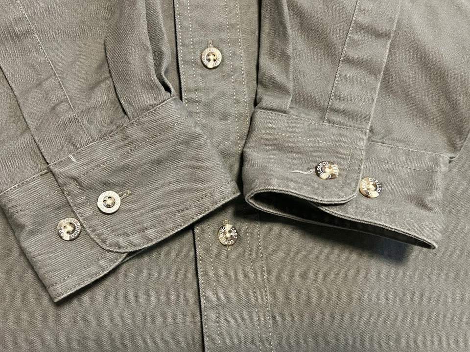 C.C. Filson Tin Cloth Canvas Shirt Long Sleeve Button Down Green 2 Pocket Size L - Image 3 of 4