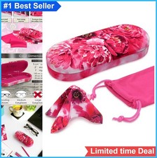 Hard Shell Glasses Case Medium Eyeglasses Holder Floral Microfiber Pouch