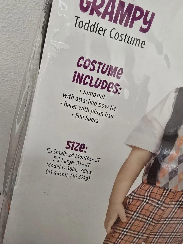Divertido Mundo Lil Grampy Niño Pequeño Viejo Abuelo Halloween Disfraz Talla 3T-4T NUEVO Foto 4 de 4