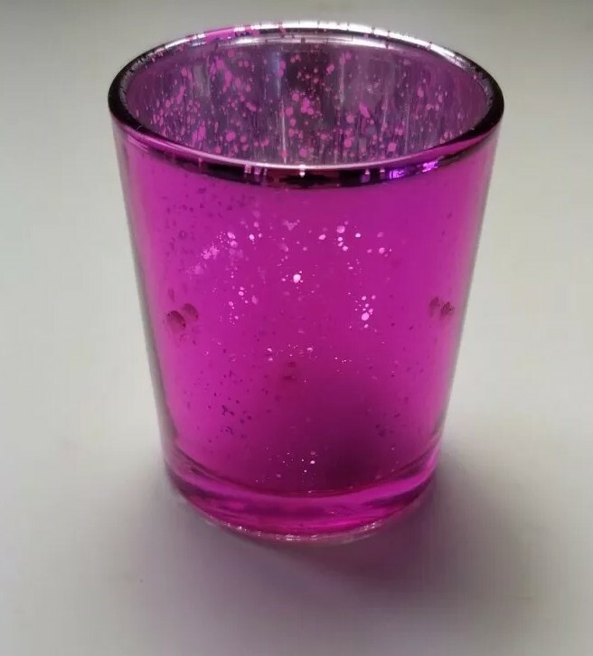 Richland - Metallic PINK Splattered Mercury Votive Holder NEW FREE SHIPPING 