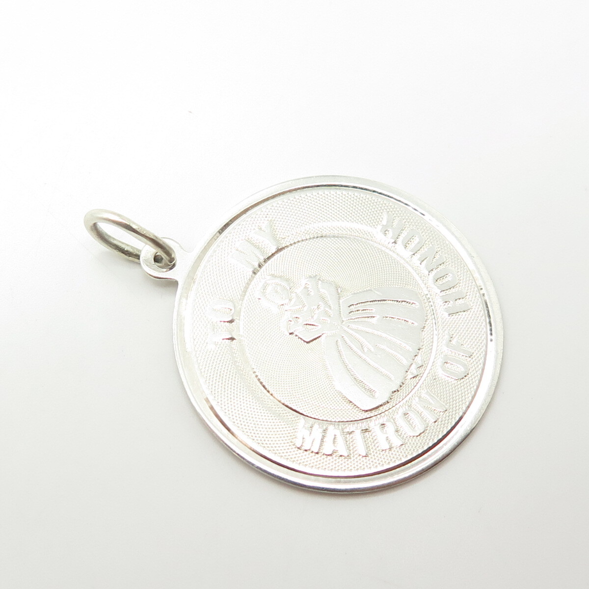 925 Sterling Silver Vintage "To My Matron of Honor" Round Tag Pendant View 4