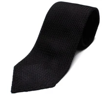 DRAKE'S London tie (FHG80R-06654-14) Grenadine Handrolled solid tie BLACK