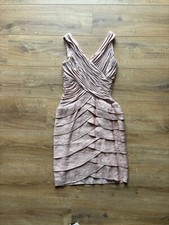 Beautiful rose pink layered ruched frill party dress size 6