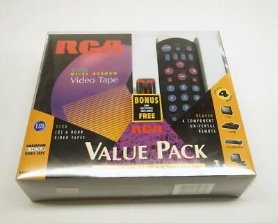 RCA RCU440 kit 4 Component Universal Remote 2 T-120 Hi-Fi Stereo Video VCR Tapes