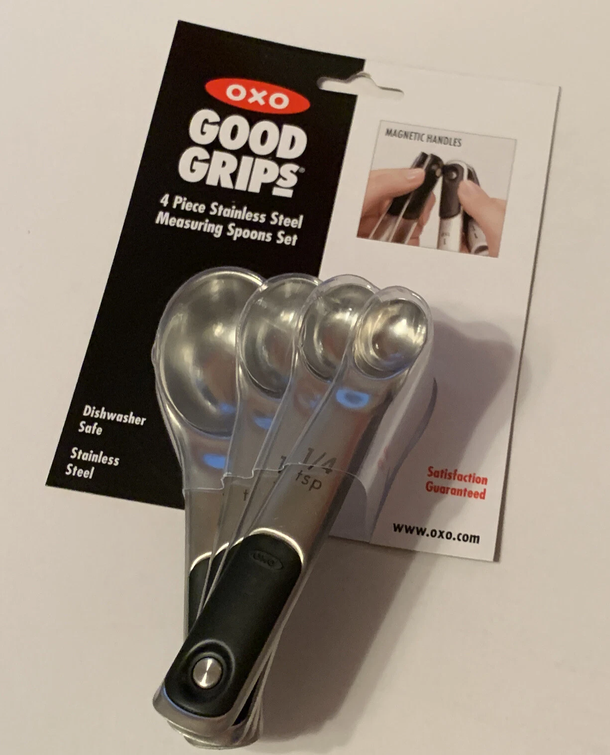 OXO Good Grips 4 Pc Stainless Steel Measuring Spoon Set Magnetic Handles New Tg