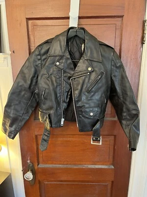 Chaqueta de moto de cuero negra Schott Perfecto vintage hecha en EE. UU. - Imagen 1 de 4