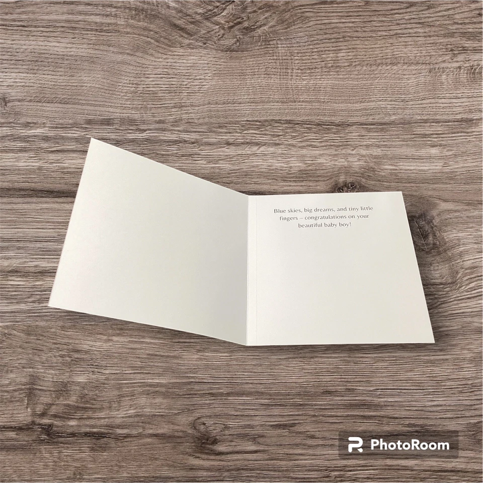 Tarjeta de felicitación bebé niño. Estrellas de elefante HM de 5x5 pulgadas Foto 2 de 3