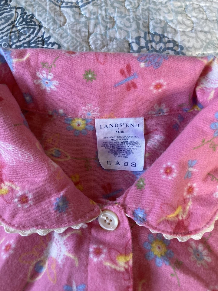 Land’s End Girls Flannel Pajamas Size 14/16 Pink Ferries Ballerinas - Image 3 of 4