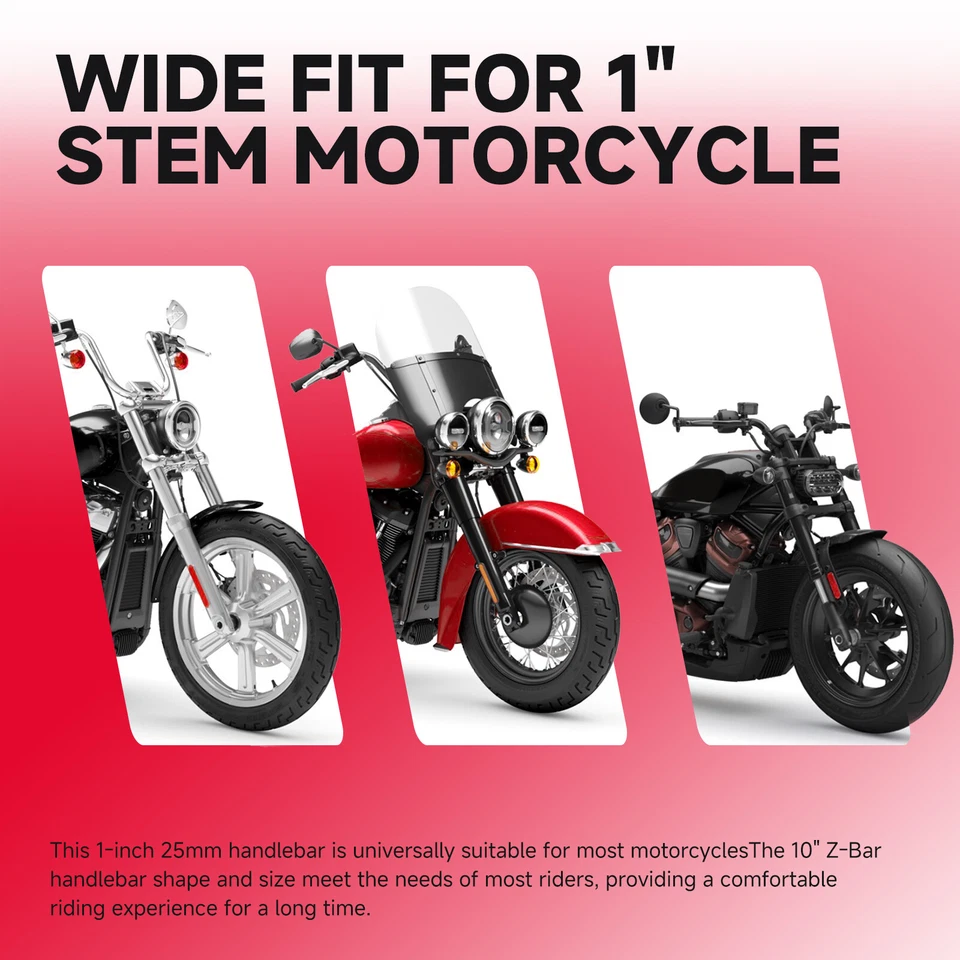 10" Rise Z Bar Handlebar For Honda Shadow VT 600 700 750 1100 VTX 1300 VTX 1800 - Image 4 of 4