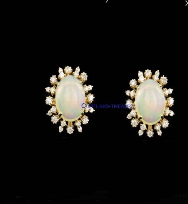 Natural Ethiopian Opal & CZ Stones 925 Sterling Silver Gold Plated Cufflinks #24
