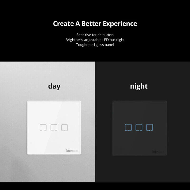 SONOFF WiFi Smart Switch Wall Light Switch T2 Remote Control Alexa 1/2/3 Gang - Image 2 of 4