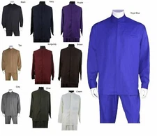 New MEN'S BAND COLLAR LONG SLEEVE TWO PIECE SETS CASUAL WALKING SUITS M2826 