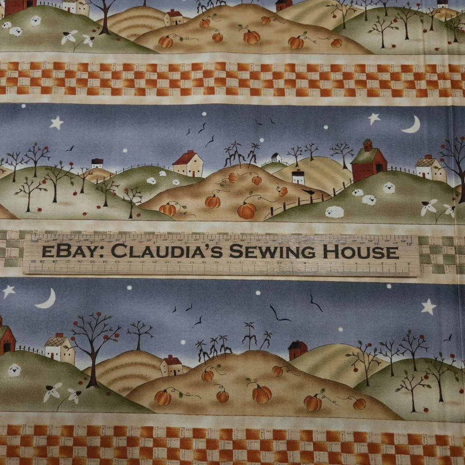 30" Harvest Town Jacqueline Paton Red Rooster Fall Scenic Stripe - Image 2 of 3