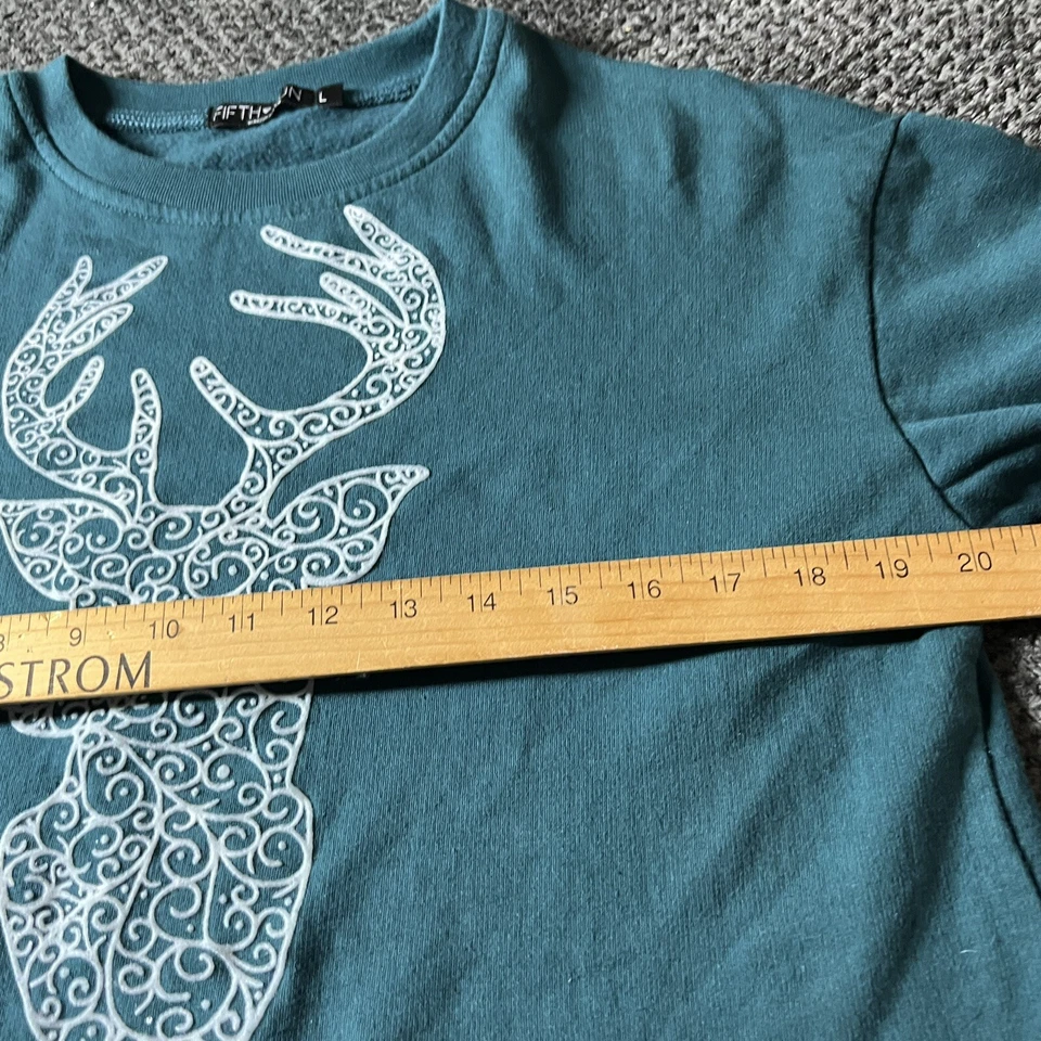 Sudadera Fifth Sun Holiday para mujer GRANDE verde azulado reno cuello redondo polar Foto 4 de 4