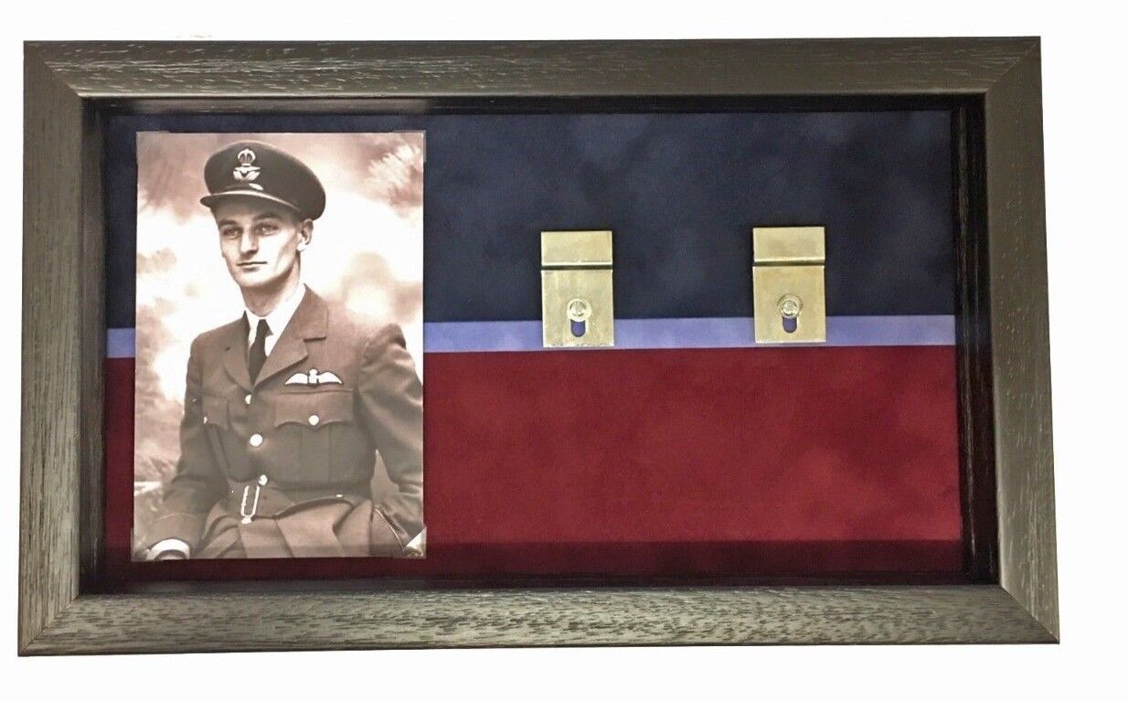 Large RAF Regiment Medal Display Case for 5 - 7  Medals With Photo. Black Frame