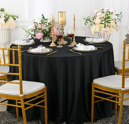 Wedding Linens Inc. 132" Round Scuba (Wrinkle-Free) Tablecloths - Picture 9 of 20