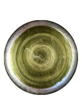 Hand Made Green and Silver Glass Plates Crackle Paint design. Set Of 6