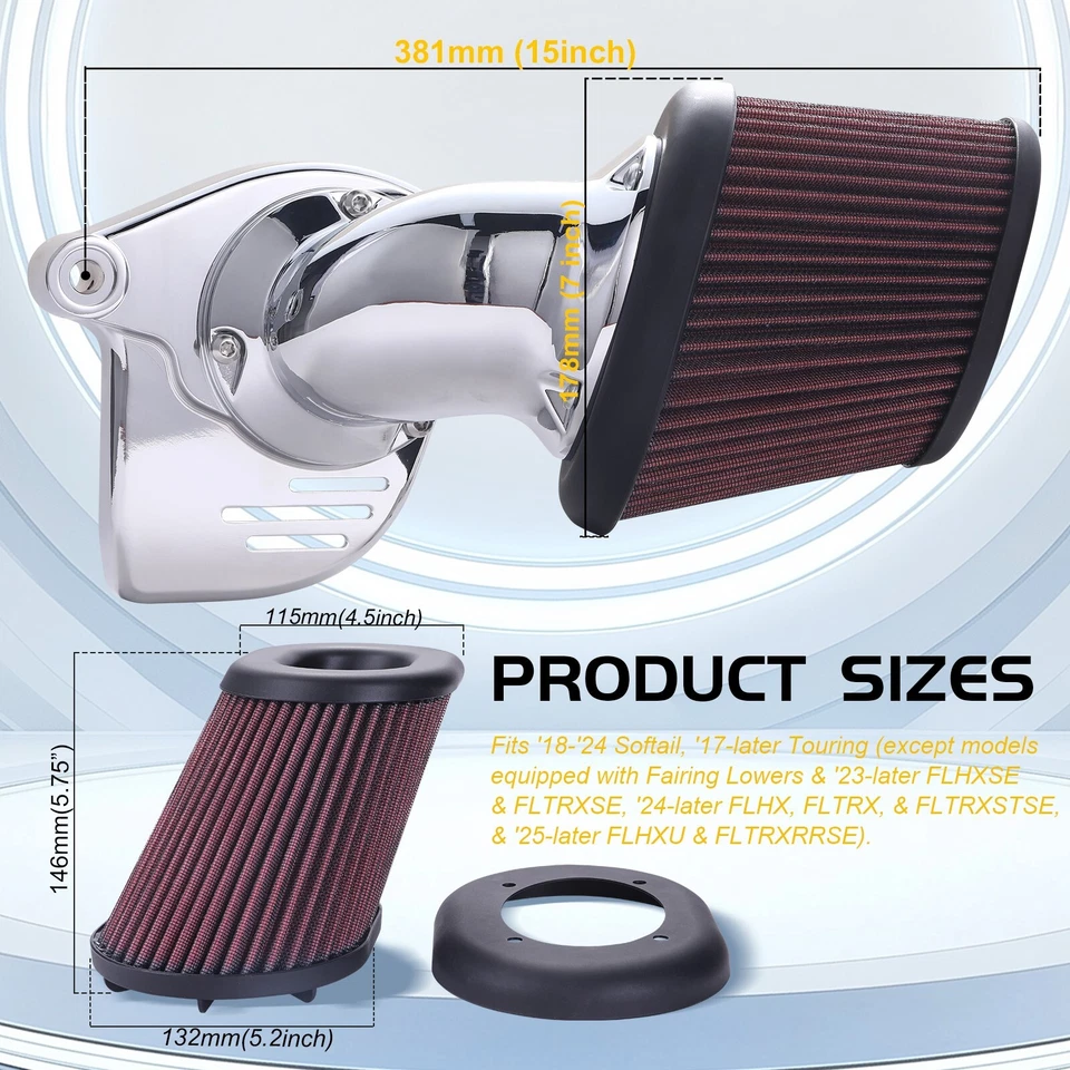 Heavy Breather Air Cleaner Intake Filter For harley touring Glide softail 17-22 - Image 3 of 4