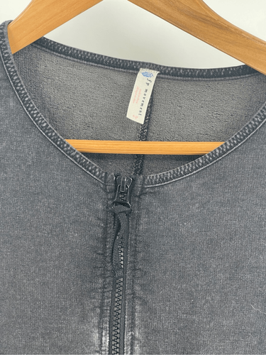 Free People Romper Jumpsuit Shorts Women Small Black Charcoal Gray Long Sleeve - Picture 5 of 12