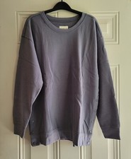 Abercrombie Fitch Women Blue Soft Fleece Oversized Sweatshirt Snap Sides Size L