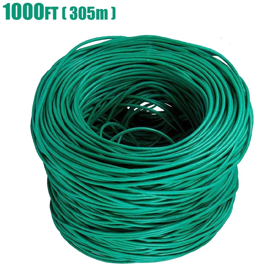 1000FT CAT6 Network LAN Ethernet UTP Bulk Cable Solid Copper Wire 23AWG Green - Image 3 of 4