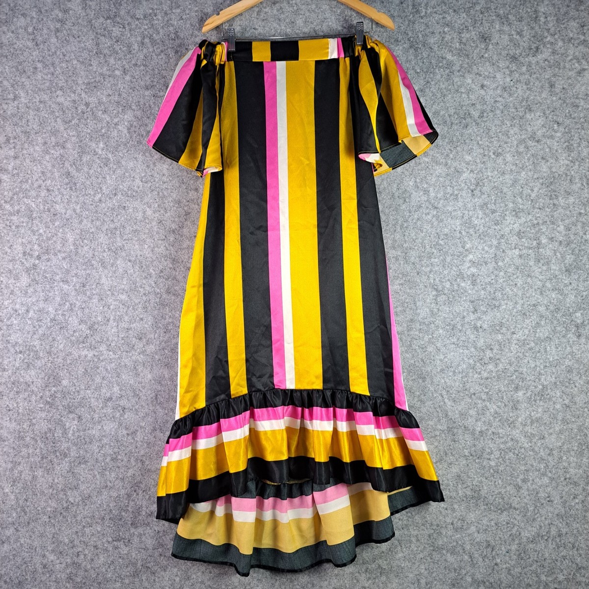 asos off the shoulder striped dress ASOS Womens Off The Shoulder Striped A-Line Midi Dress Size 8