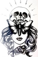 TemporäRes Tattoo Skull Schmetterling SchäDel Blumen Death Totenkopf Punk