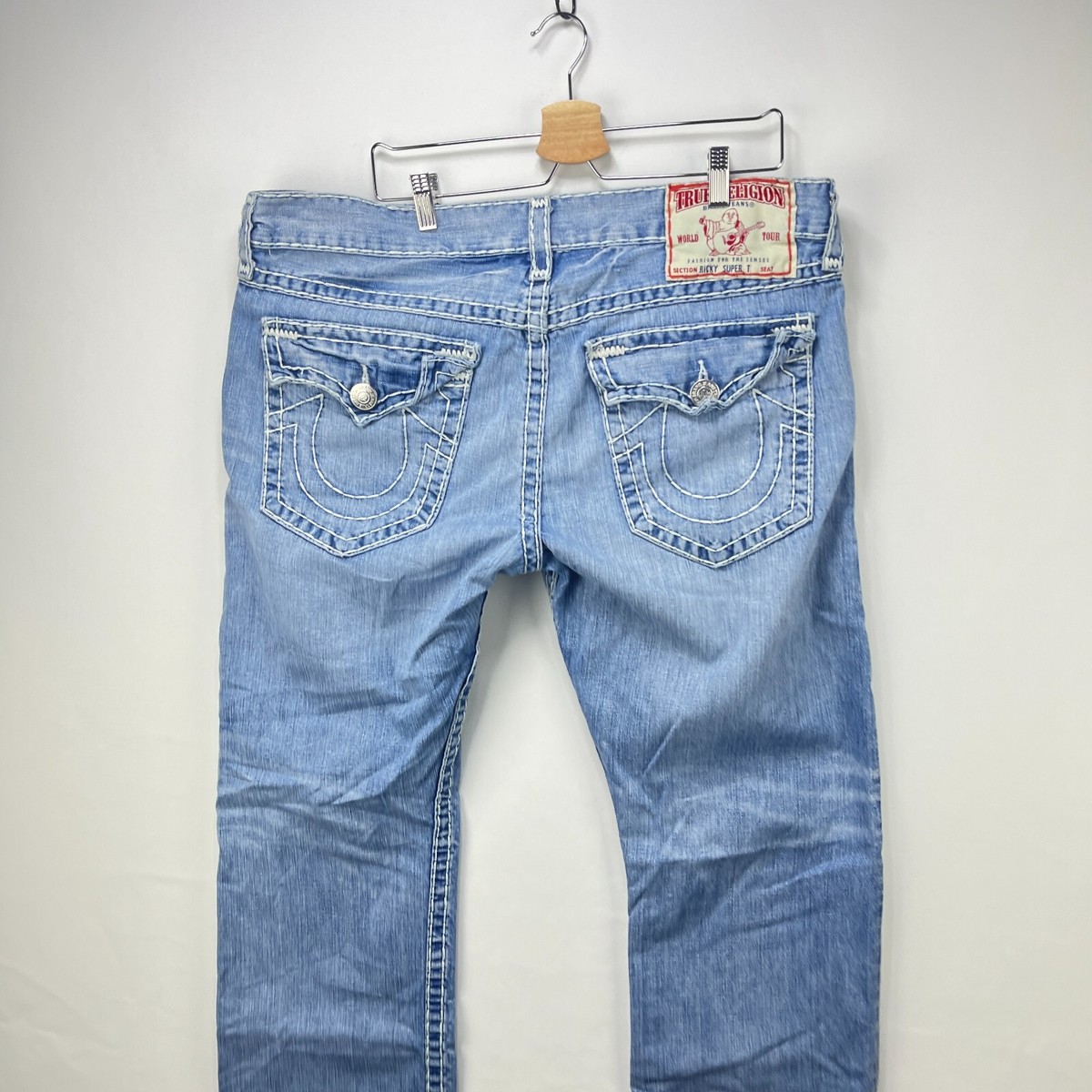 IOさん着用 TRUE RELIGION Ricky Super T Y2K TRUE RELIGION RICKY Super T Straight Red Bar tacks Double