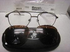 Revolution Eyeglass Frame W/ Magnet sun shade RMM210 CHOC 56-16-140 DEMO w/case