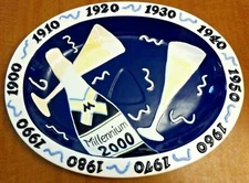 Clay Art Stoneware Millennium Party Serving Tray Champagne Platter Chips Dip Y2K