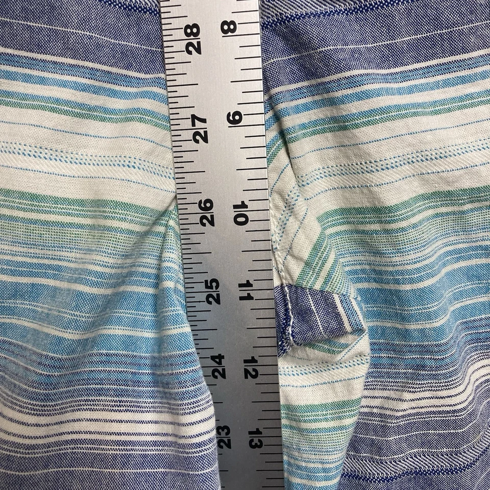 Penguin Shorts Mens 34 Blue Purple Green Stripe Chino Preppy Beach 9" Inseam - Image 4 of 4