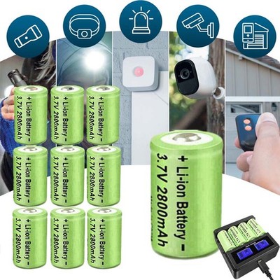 2.8Ah (CR123A) Akku Batterien 2800mA 3,6V Li-Ion 4-Slot Wiederauf Ladegerät DHL