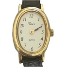 Vintage Timex Cavatina Watch Women 18mm Oval Gold Tone -Leather Band New Battery