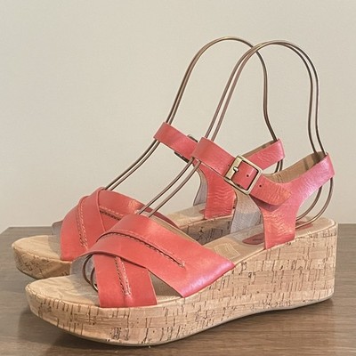 Kork-Ease Brenda Rose Wedge Leather Kork Sandals 8 (39)