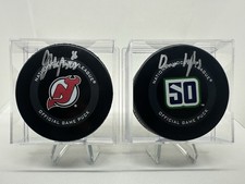 Jack & Quinn Hughes Signed Autograph Official Game Puck Fanatics COA USA Gold