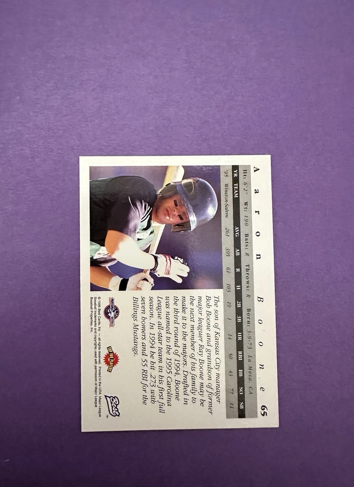 1995 Best - #65 Aaron Boone (RC) - Image 2 of 2