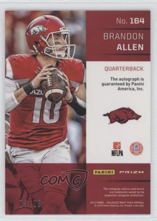 2016 Panini Prizm Collegiate Draft Picks /25 Brandon Allen #164 Rookie Auto RC - Image 2 of 2