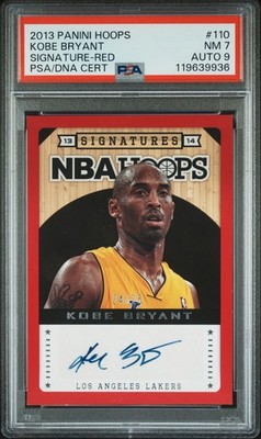 2013 PANINI HOOPS SIGNATURES RED #110 KOBE BRYANT 24/25 PSA 7 AUTO 9