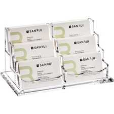 Acrylic Business Card Holder Desk Display Stand, 6 Slots, 3-Tier, Clear Organize