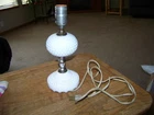 VTG MCM Hobnail Handcrafted Milk Glass Table Dresser Vanity Lamp Tested/Works