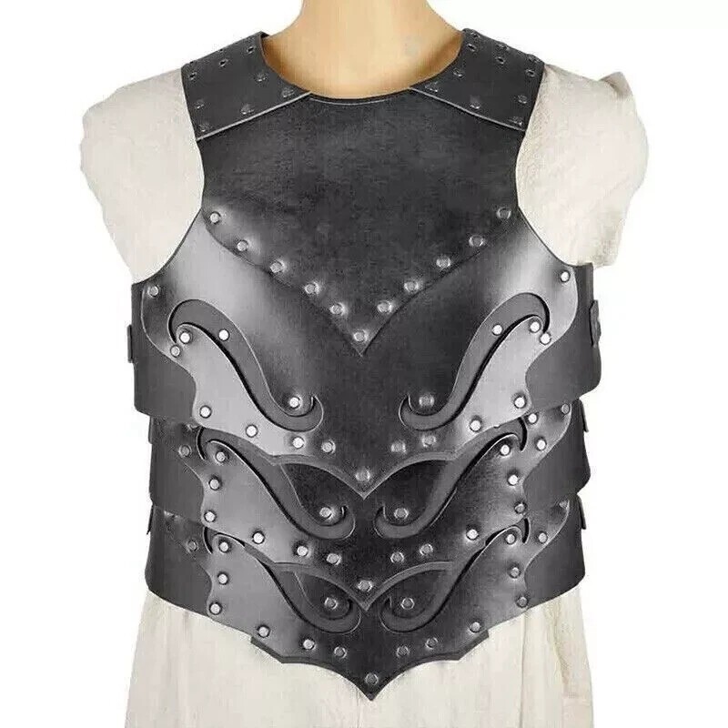 Armadura de Elfo Cuero Medieval Caballero Negro Coraza LARP cosplay Regalo...