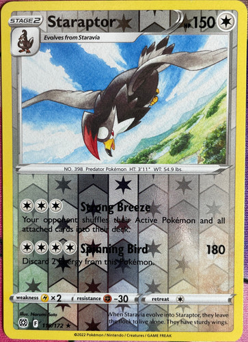 Staraptor Reverse Holo Rare - 119/172 - Brilliant Stars Pokemon 2022