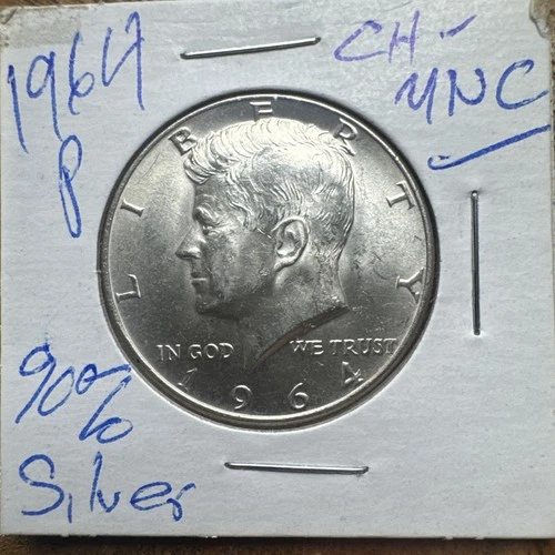 1964-P Kennedy Half Dollar 90% Silver Choice Uncirculated Raw US Coin | JFK Half