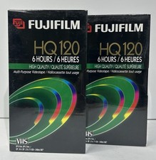 Fuji Film VHS Blank Video 2 Tapes 6 hours HQ 120 High Quality New Sealed.