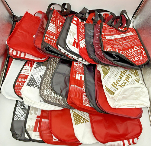 Lot 25 Lululemon Small Tote Bags Snap Closure Mixed Prints 12x9x4 EUC