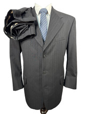 TOM JAMES Mens Black PINSTRIPE CUSTOM Wool 3p...